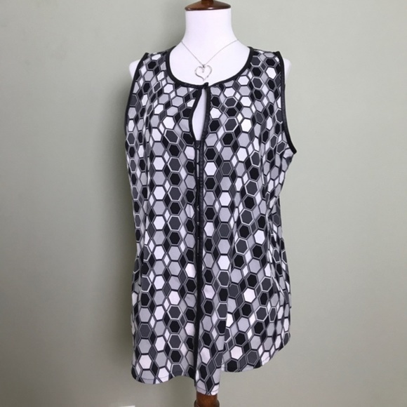 Apt 9 Black/White/Grey Honeycomb Sleeveless Blouse - Picture 1 of 6